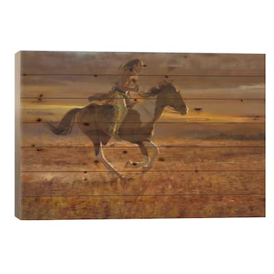 Racing the Sun Print On Wood by David Edward Kucera - Multi-Color