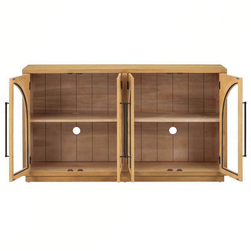 4 Doors Large Storage Sideboard Buffet Cabinet with Glass Doors