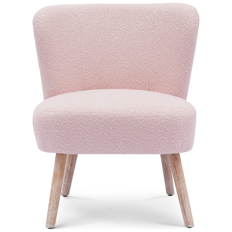 Boucle Polyester Upholstered Armless Accent Chair - Stain Resistant (Set of 2)