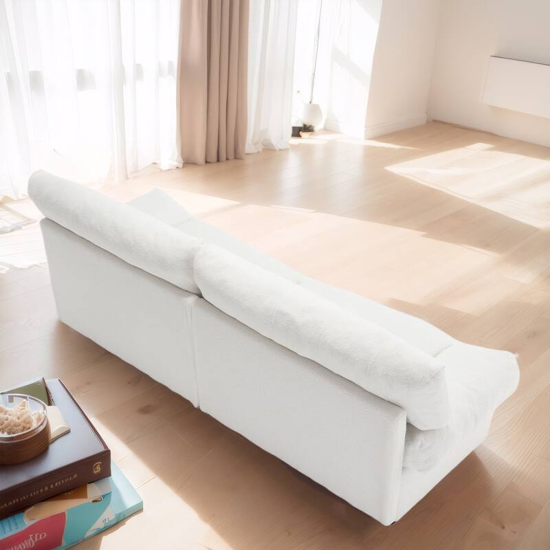 96" Cloud Style Sectional Loveseat Sofa,Modern Velvet Fabric Couches