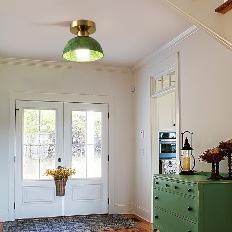 Vintage bulb light green ceiling light metal green lighting - N/A