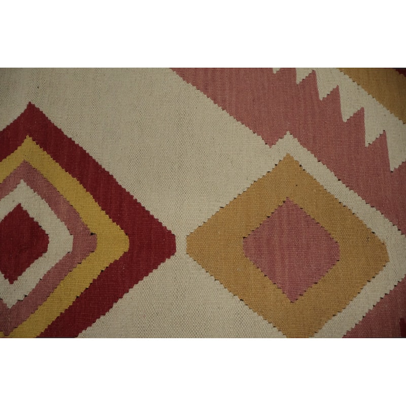 Hand Woven Oriental 100% Wool Carpet Southwestern Modern Multi-Colored Kilim Area Rug - 9' 10'' X 8' 0''