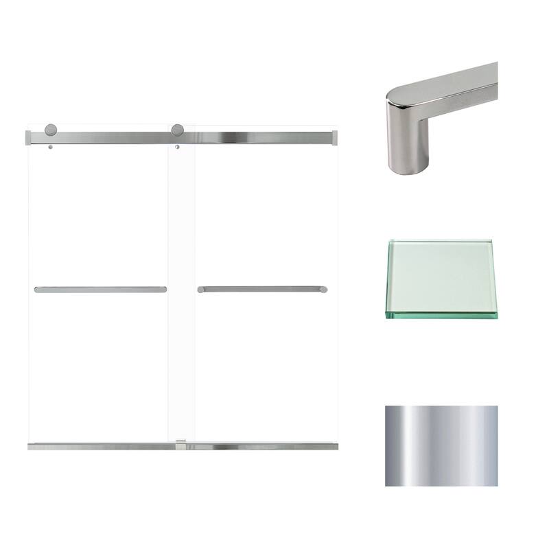 Brianna 60 in. W x 62 in. H By-Pass Frameless Shower Door with Clear Glass - 56-60-in W x 62-in H