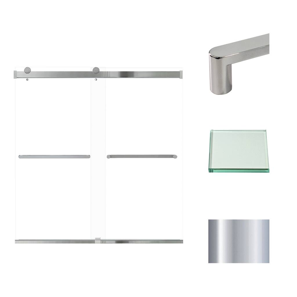 Brianna 60 in. W x 62 in. H By-Pass Frameless Shower Door with Clear Glass - 56-60-in W x 62-in H