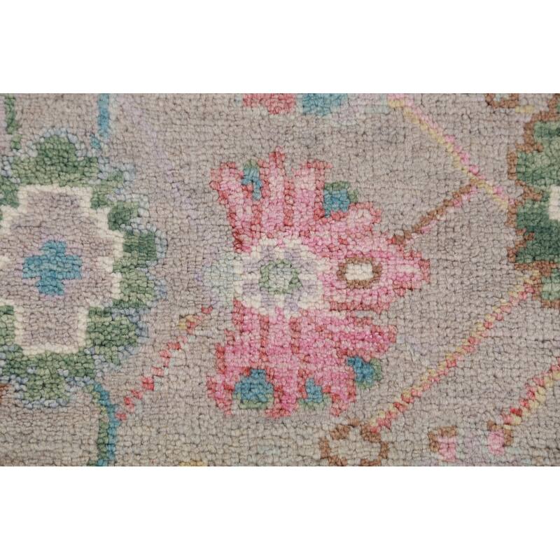 Gay Floral Oushak Oriental Runner Rug Hand-Knotted Wool Carpet - 2'6" x 11'6"