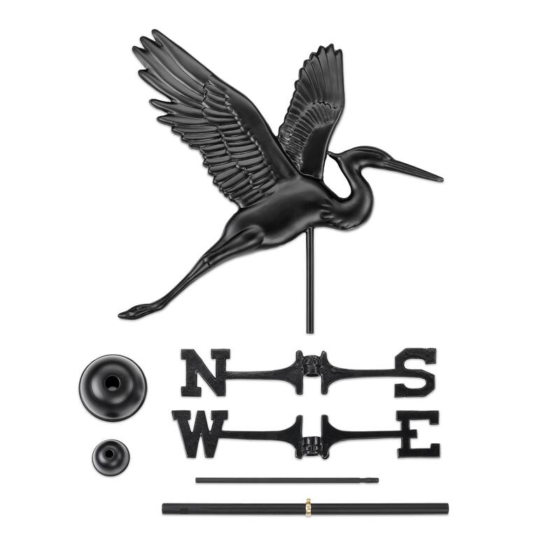 Modern Farmhouse-Inspired Graceful Heron Standard / Full Size Weathervane - Black Finish by Good Directions