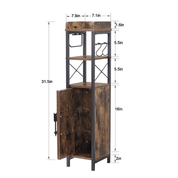 dimension image slide 1 of 4, Slim Bathroom Cabinet Small Bathroom Storage Corner Floor Cabinet with Magnetic Doors and Shelves Toilet Paper Holder