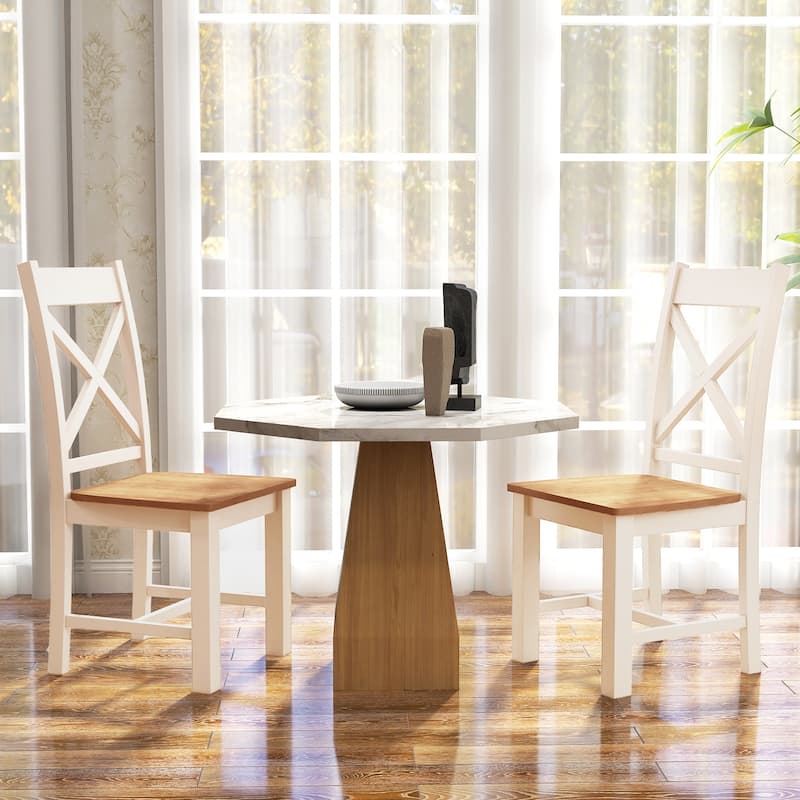 Gymax Modern Wooden Dining Chairs Set of 4 w/ High Back Rubber Wood