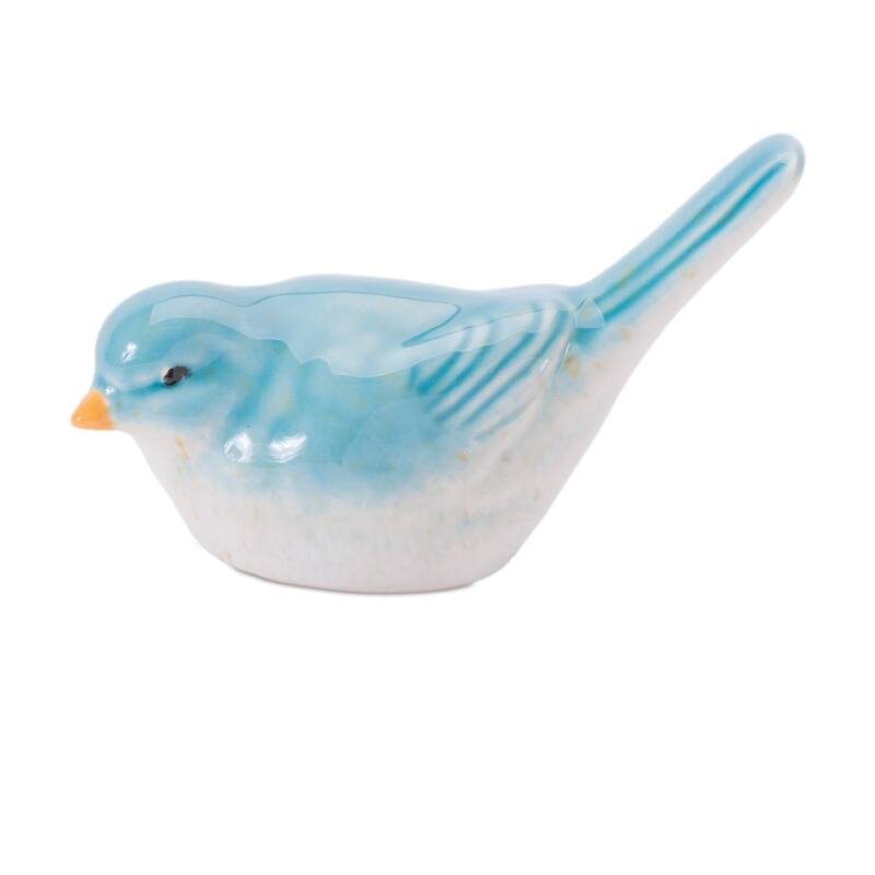 Stoneware Bird Figurines - 5.5" - Blue and Green - Set of 6
