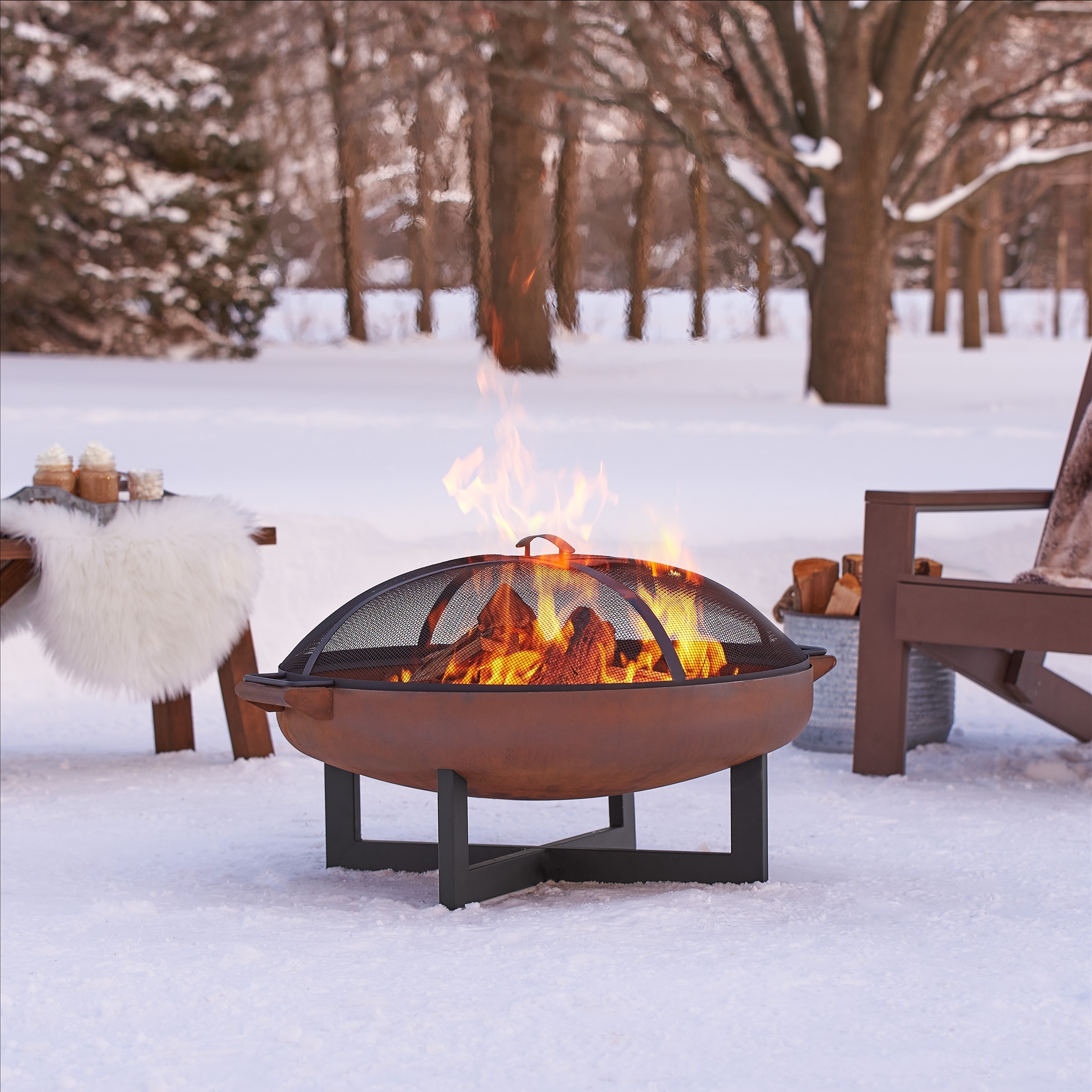Real Flame La Porte Round Steel Wood Burning Fire Pit 31