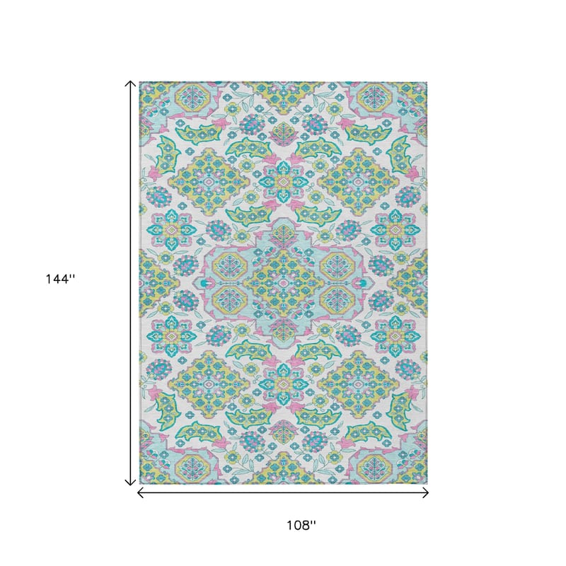 HomeRoots Medallion Traditional Rectangle Outdoor Rug
