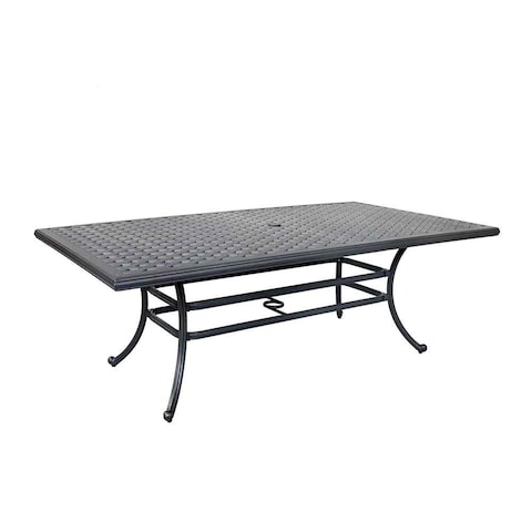 86-Inch Cast Aluminum Rectangle Table in Gun Metal