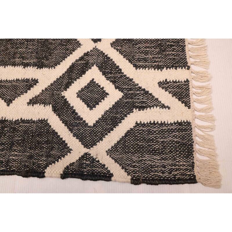 ECARPETGALLERY Flat-Weave Palas Denizli Black, White Kilim - 5'4 x 7'8