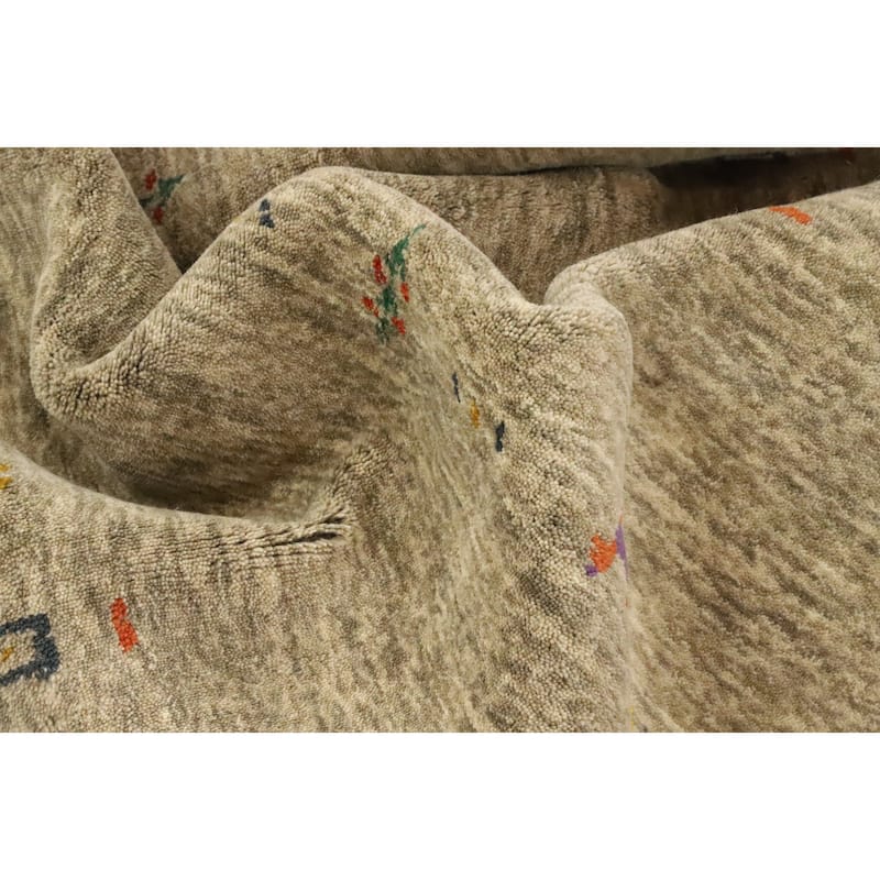 Hand Knotted Oriental 100% Wool Carpet Tribal Animal Pictorial Beige & Ivories Gabbeh Area Rug - 4' 10'' X 3' 0''