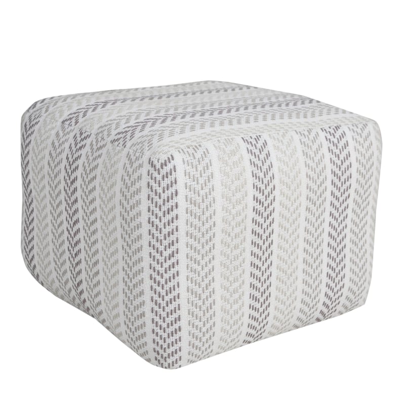 Sevita Everyday Chevron Stripe Pouf Ottoman - Gray