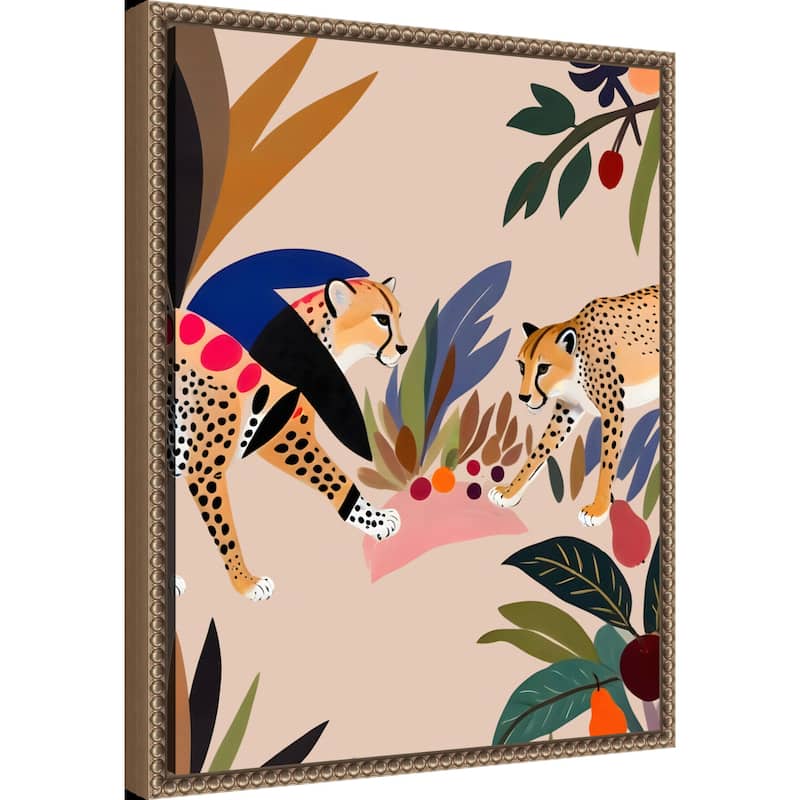 Cheetah Jungle Picnic by Uma Gokhale Framed Canvas Wall Art