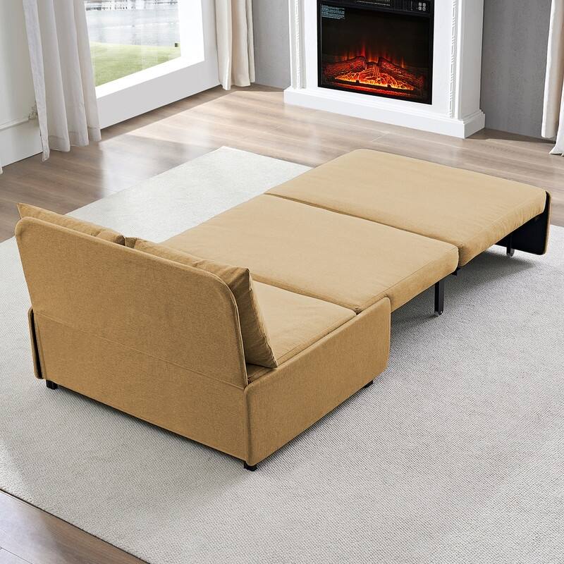 Mixoy Full Size Queen Size Sofa Bed,2 in 1 Convertible Linen 1-Seater/Loveseat Sleeper Sofa Couch with Cushions