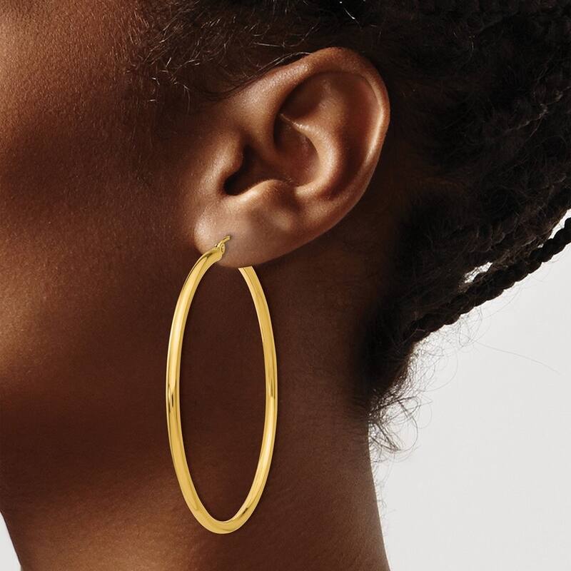 Curata 14k Yellow Gold Polished Hoop Earrings - 55x55mm