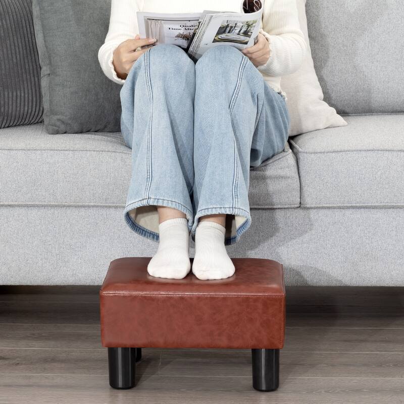 Adeco Small Rectangular Ottoman Footrest Stool Chair