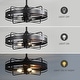 preview thumbnail 10 of 191, 16.5"/18.5"/20"/23.6"/24"/28" Vintage Distressed White Low Profile Caged Ceiling Fan with Light and Remote (7/6/5/3-Blade)