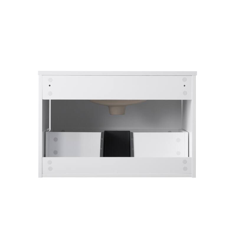 20'' H Modern Wall-Mount Bathroom Vanity With White Quartz Top and Single Sink