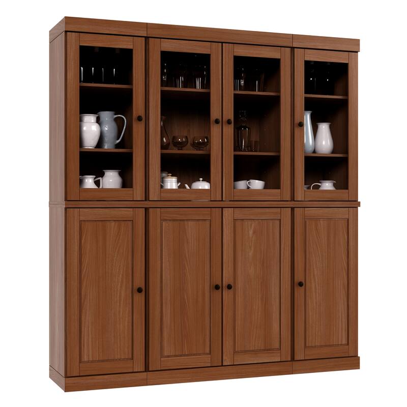 Palace Imports 100% Solid Wood Pantry China Cabinet, Raised Panel & Clear Glass Doors, 2 Drawers, 65" Wide, 71.5" Tall