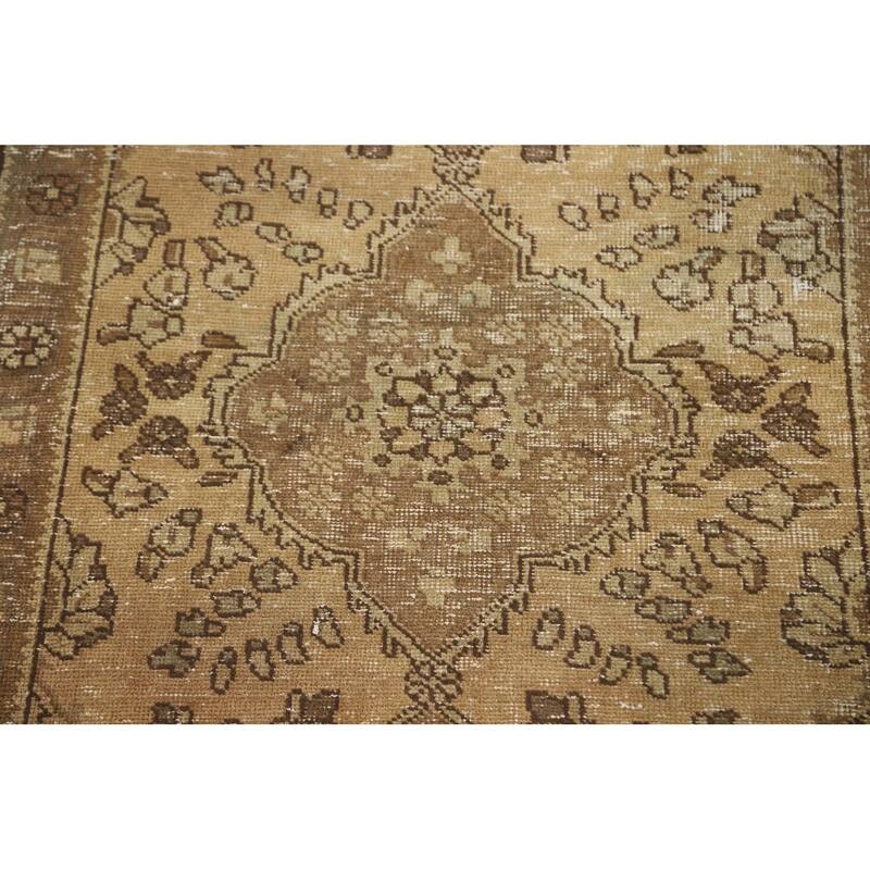 Hand Knotted Oriental 100% Wool Carpet Traditional Medallion Yellow & Gold Tabriz Area Rug - 4' 8'' X 3' 3''
