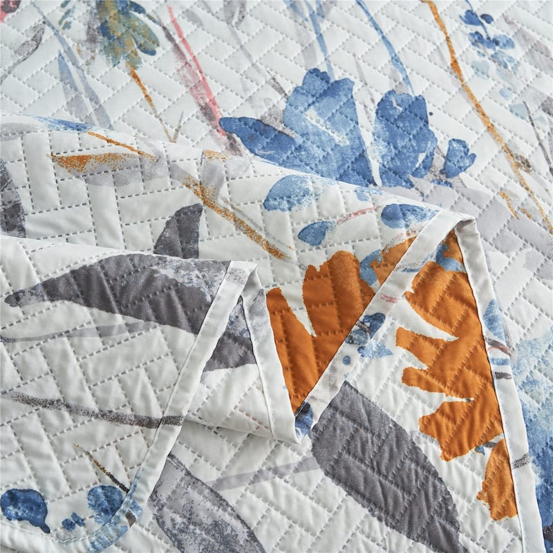 Plant Garden Summer Bedspread Coverlet with 2 Pillow Shams