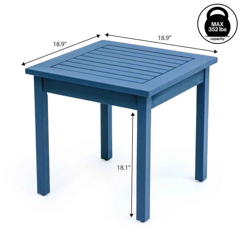18.9" Square Slatted Solid Acacia Wood Indoor/Outdoor Adirondack Side Table, By JONATHAN Y