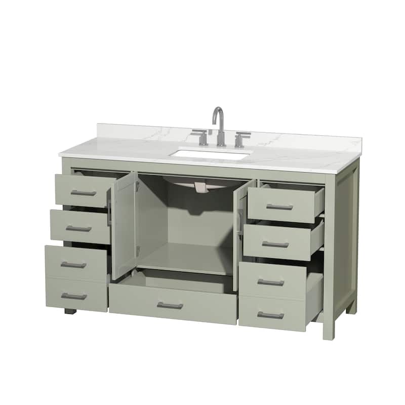 Sheffield 60-inch Single Vanity, 3 Hole Quartz Top