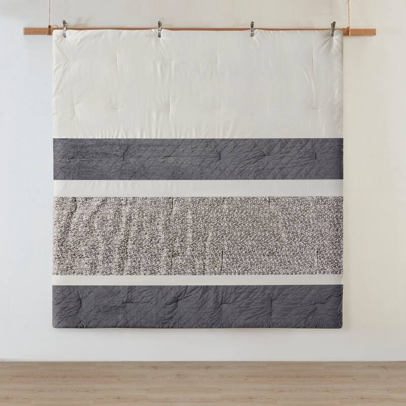 GDF Studio - Valen Textured Jacquard Stripe 5-Piece Comforter Set with Decorative Throw Pillows