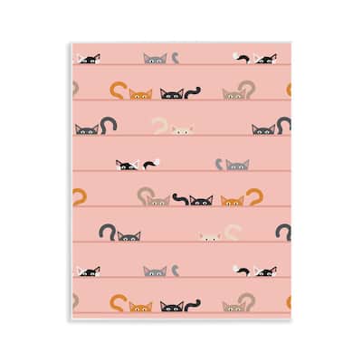 Stupell Peeking Cats on Pink Wall Plaque Art Design By Sazerelli Designs