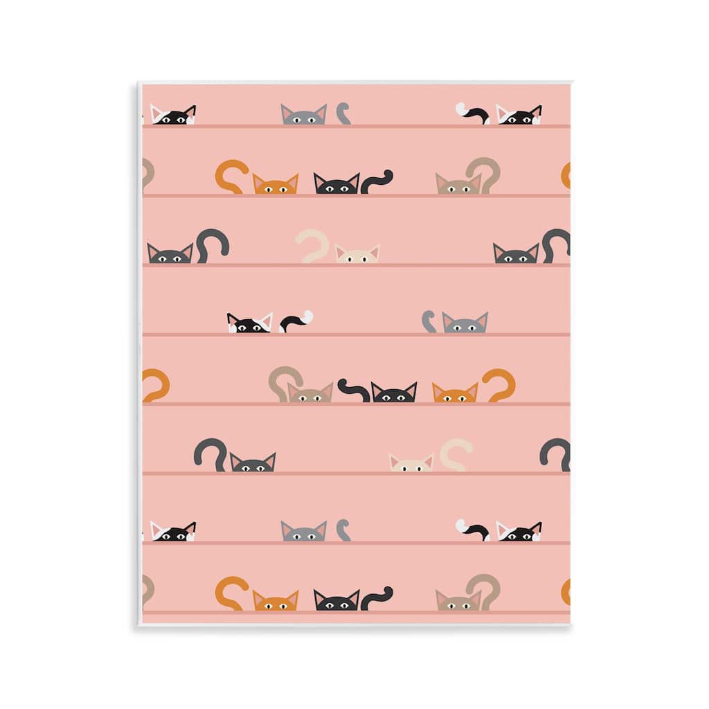 Stupell Peeking Cats on Pink Wall Plaque Art Design By Sazerelli Designs