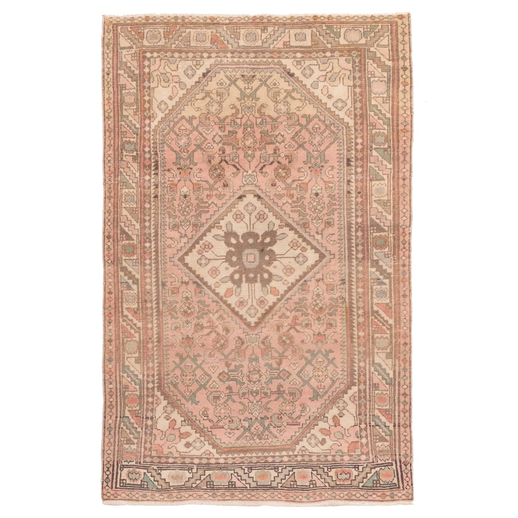 ECARPETGALLERY Hand-knotted Antalya Vintage Coral Wool Rug - 3'5 x 5'3
