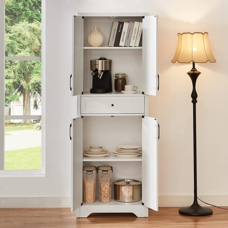Farmhouse 68" Kitchen Pantry Cabinet, Freestanding Large Capacity Storage Cabinet for Organizing Electronics and Decor