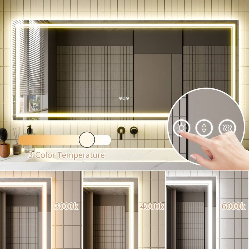 Modland LED Bathroom Vanity Mirror Anti-Fog Tempered Glass Dimmable