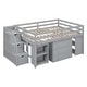 preview thumbnail 91 of 103, Modern Wooden Loft Bed with Retractable Writing Desk and 3 Drawers, Storage Stairs and Shelves