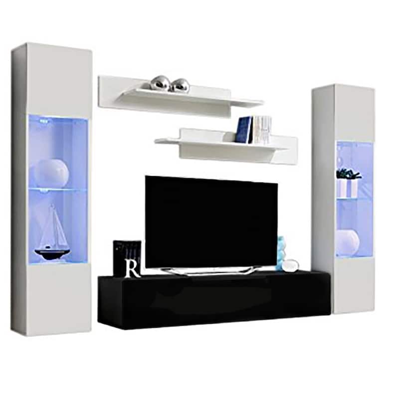 Strick & Bolton Hadi 5-piece Wall-mounted Entertainment Center Set - White/Black
