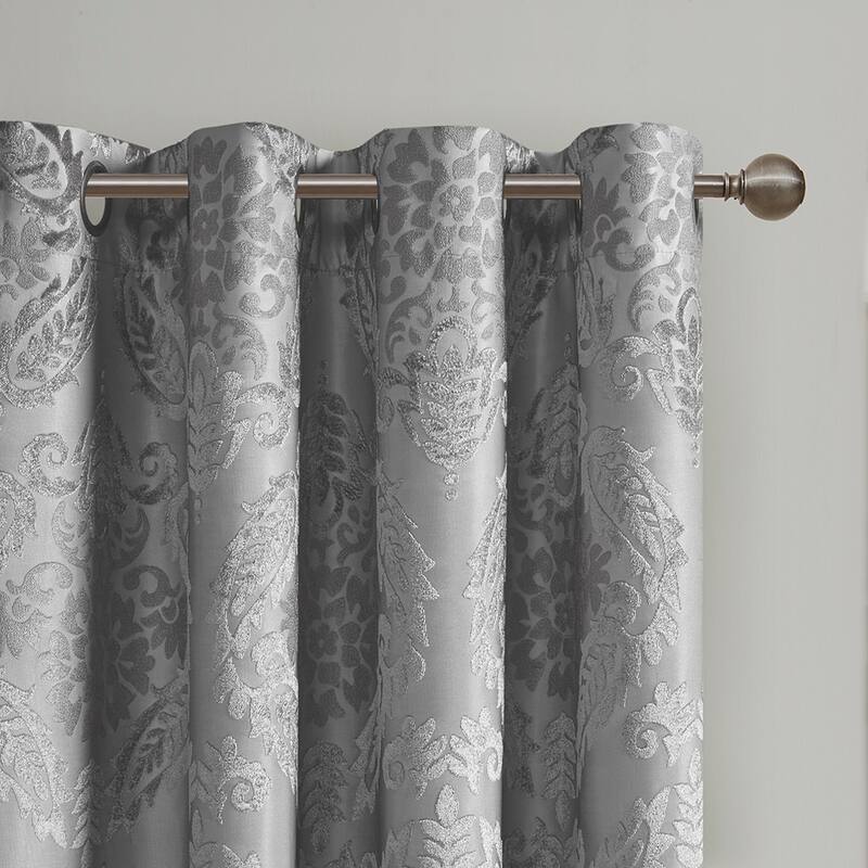 Knitted Jacquard Paisley Total Blackout Grommet Top Curtain Panel(Only 1 Pc Panel)