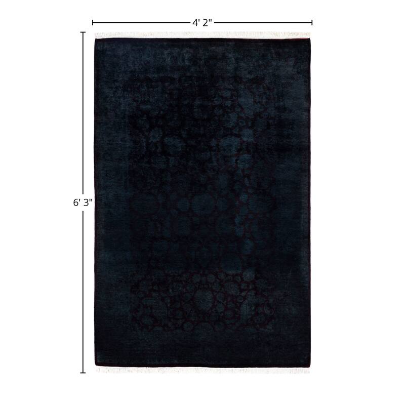 Overdyed One-of-a-Kind Hand-Knotted Area Rug - Black - 4' 2" x 6' 3"