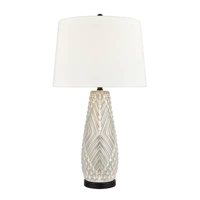 Elk Home Whitland Gray Glazed With White Shade 1 Light Table Lamp