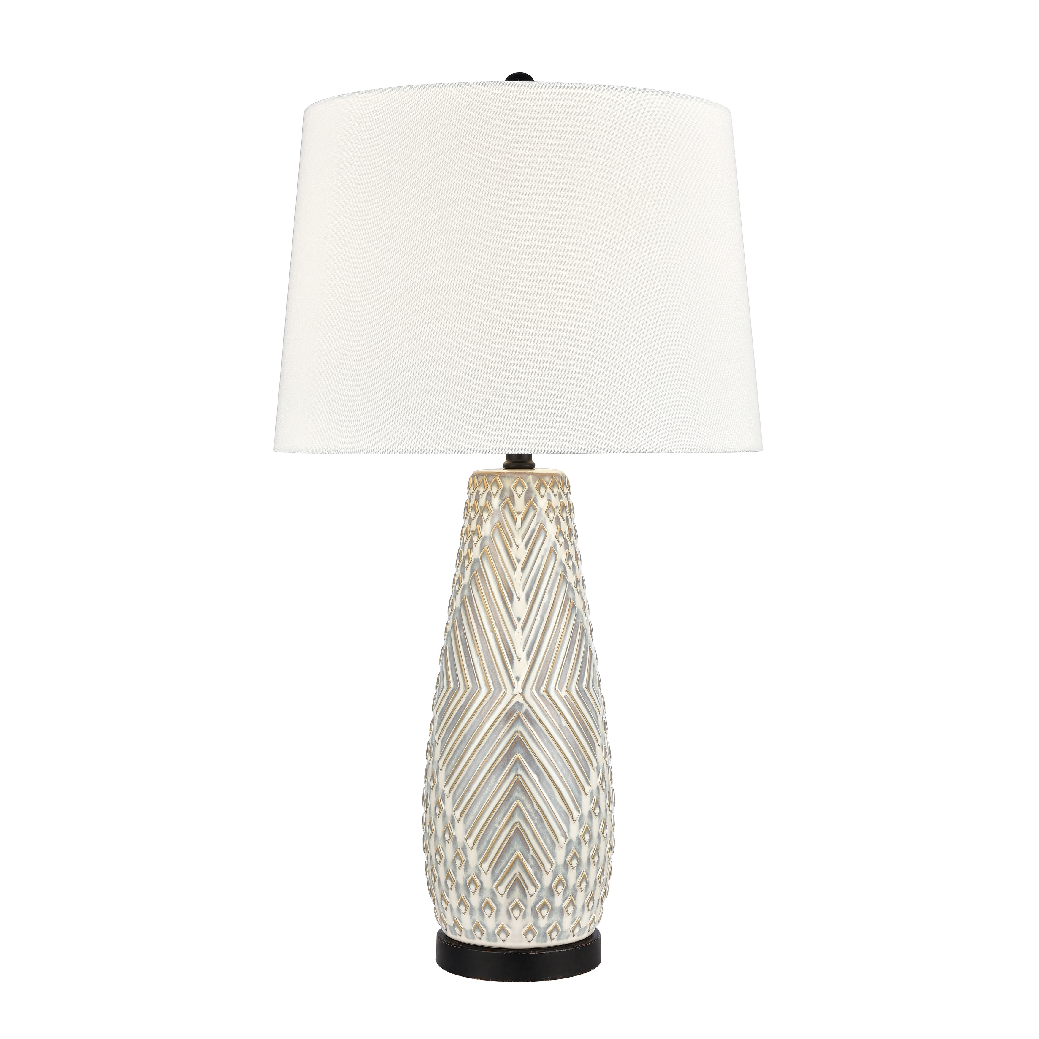 Elk Home Whitland Gray Glazed With White Shade 1 Light Table Lamp