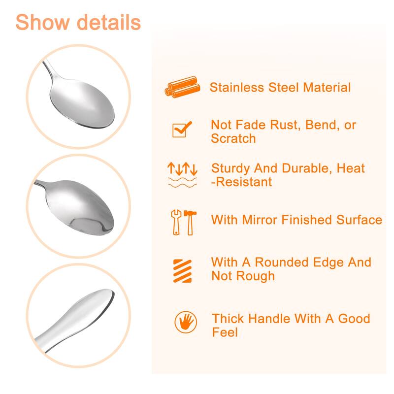 Long Handle Spoon, 7.87-Inch Stainless Steel Stirring Spoons, Silver