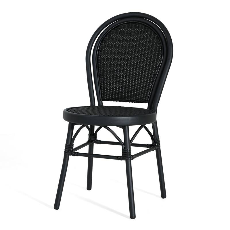 Scott Living Idle Hour Outdoor Black Bistro Chair Metal Frame Woven Wicker