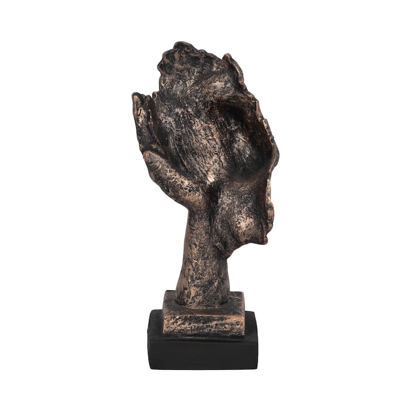 5"Lx4"Wx13"H Bronze Resin Sleepy Head Sculpture, Decorative Figurine for Office, Living Room, or Bedroom Decor, Unique