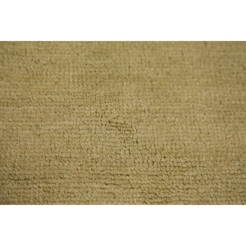 Hand Knotted Oriental 100% Wool Carpet Modern Solid Green Gabbeh Area Rug - 10' 1'' X 4' 11''