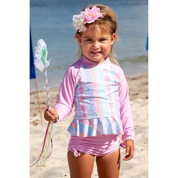 Sun Emporium Arabella Print Long Sleeve Rash Guard Boyleg Set Baby Girls. Opens flyout.