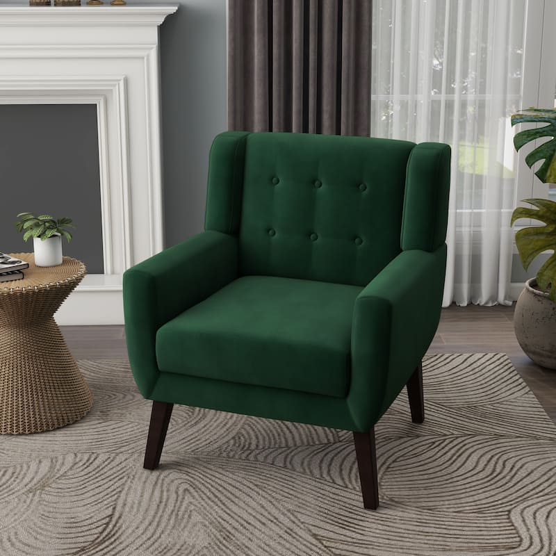 Velvet Upholstered Armchair Tufted Accent Chair