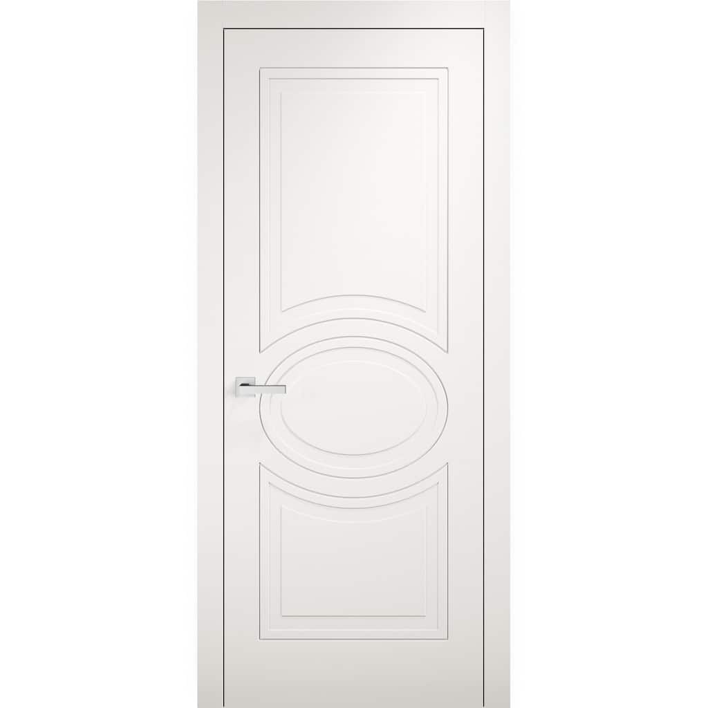 Solid French Door / Mela 7001 Matte White / Single Regular Panel Frame Handle / Bathroom Bedroom Modern Doors