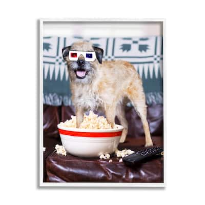 Stupell Dog 3-D Movie Night Couch Snacking Popcorn Framed Wall Art, Design by Michael Quackenbush - Multi